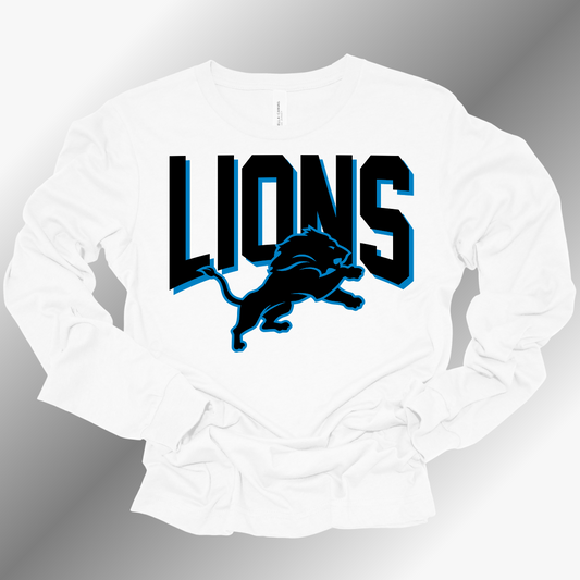 Detroit Football READY TO SHIP - White Long Sleeve Tee (Adult)
