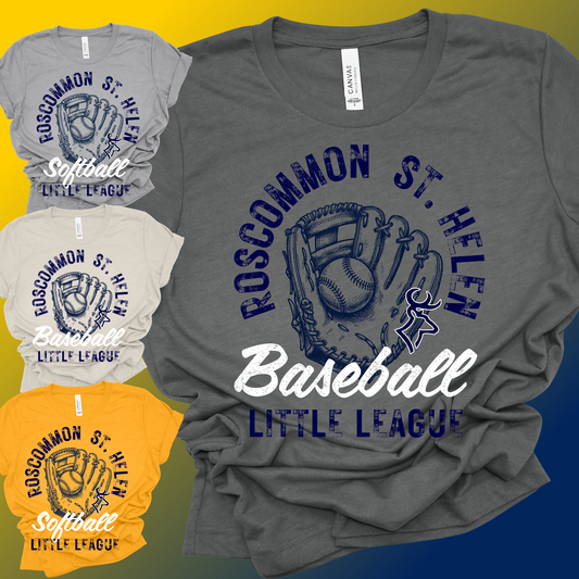 RSHLL Roscommon St. Helen Little League - Distressed Glove Premium Tee (Toddler, Youth & Adult)