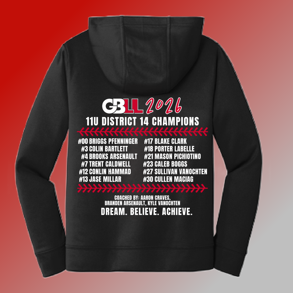 GBLL 2026 11u District Champs - Performance Hoodie (Youth & Adult)