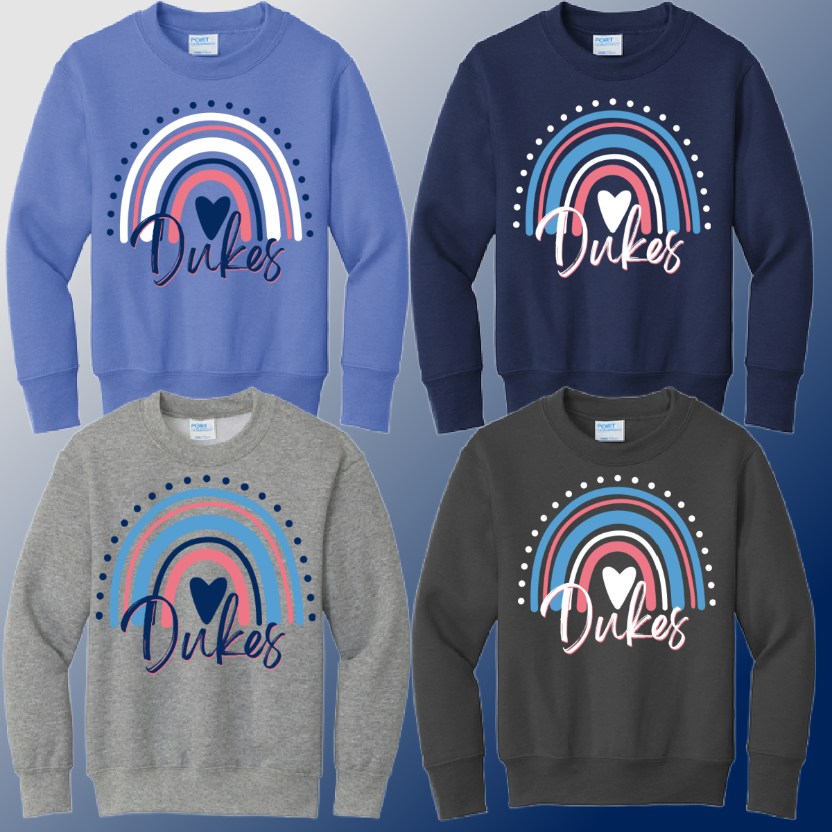 Dukes - Rainbow Basic Crewneck (Youth & Adult) - MADE TO ORDER/TWO WEEKS