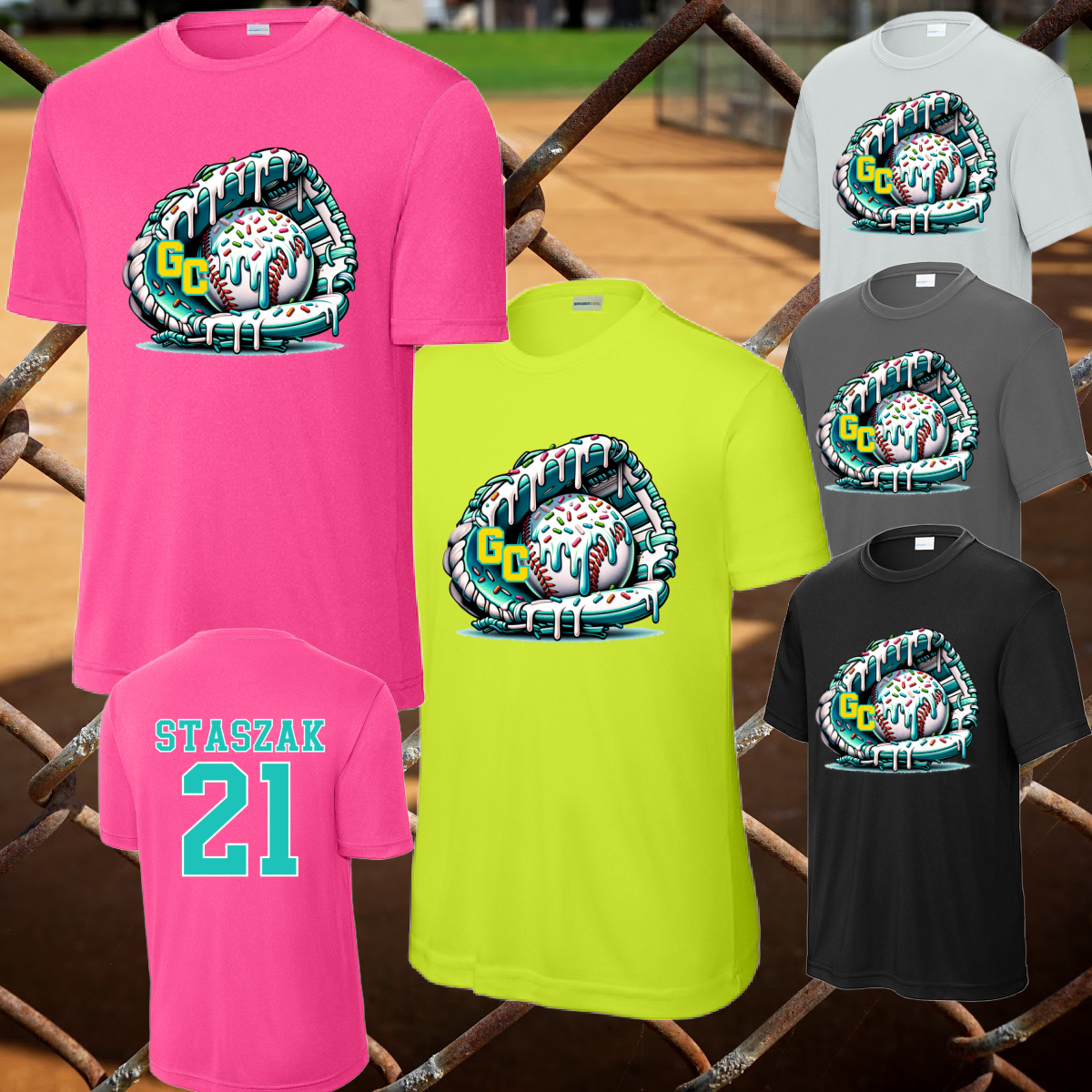 Game Changer Ice Cream Drip Glove Baseball Dri Fit Tee (Youth & Adult)