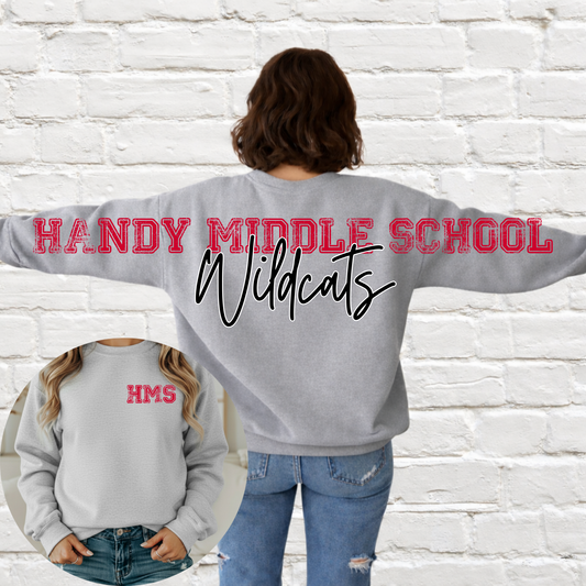 Handy Wildcats - Big Across The Back Crewneck (Athletic Gray)