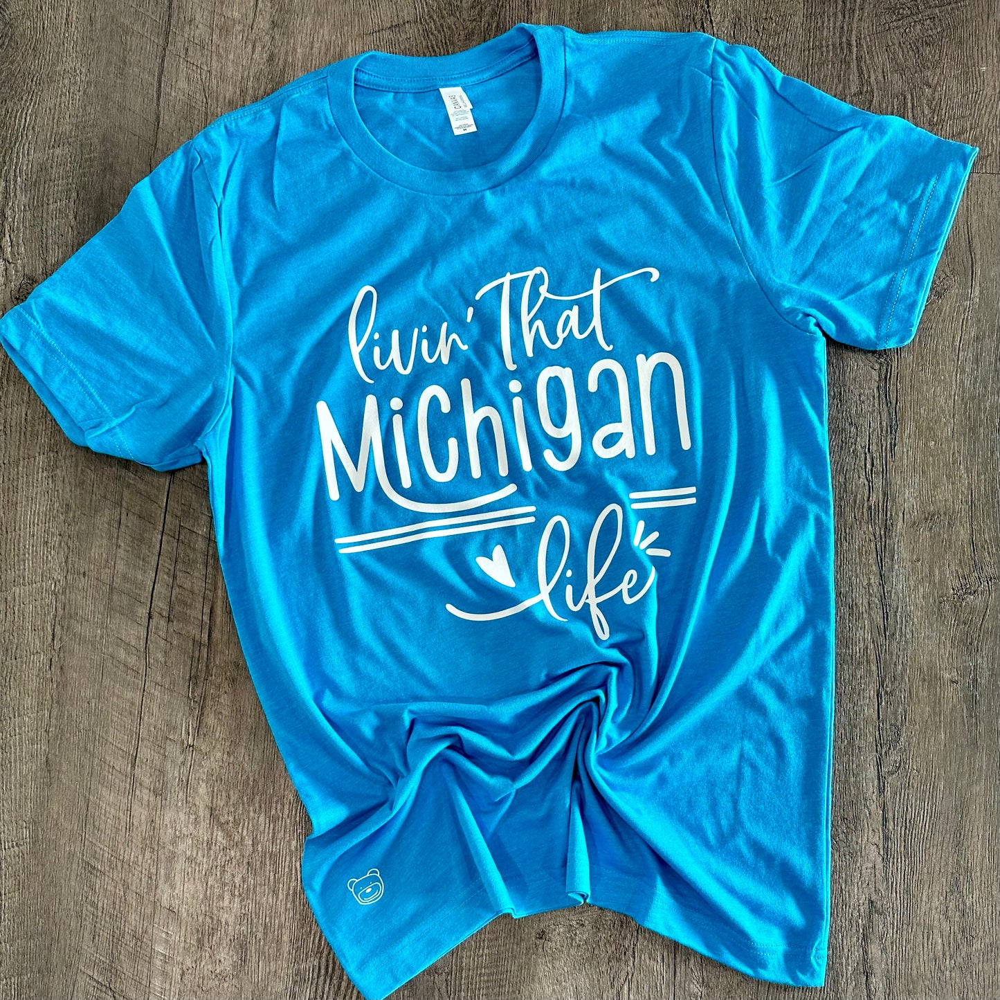 Living That Michigan Life Tee (Neon Blue) - Ready To Ship