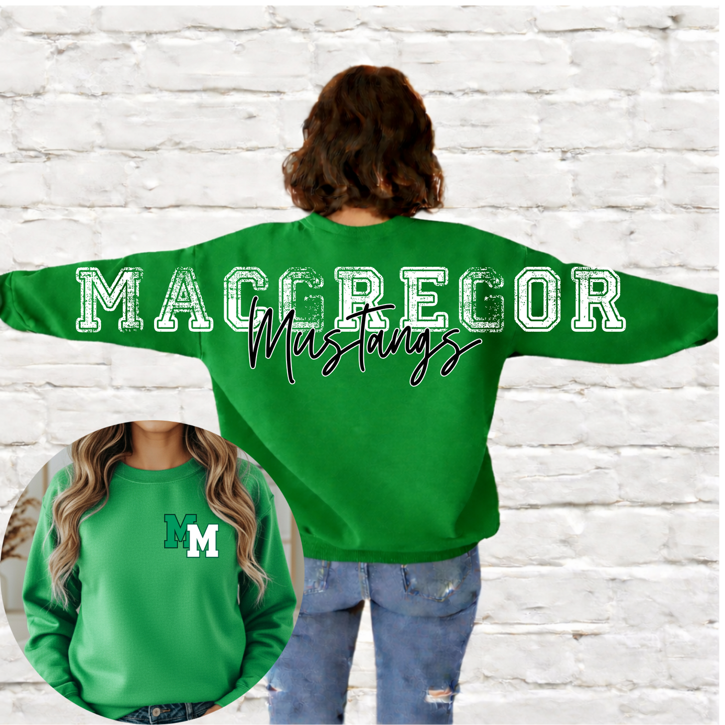 MacGregor Mustangs - Big Across The Back Crewneck (Kelly Green)