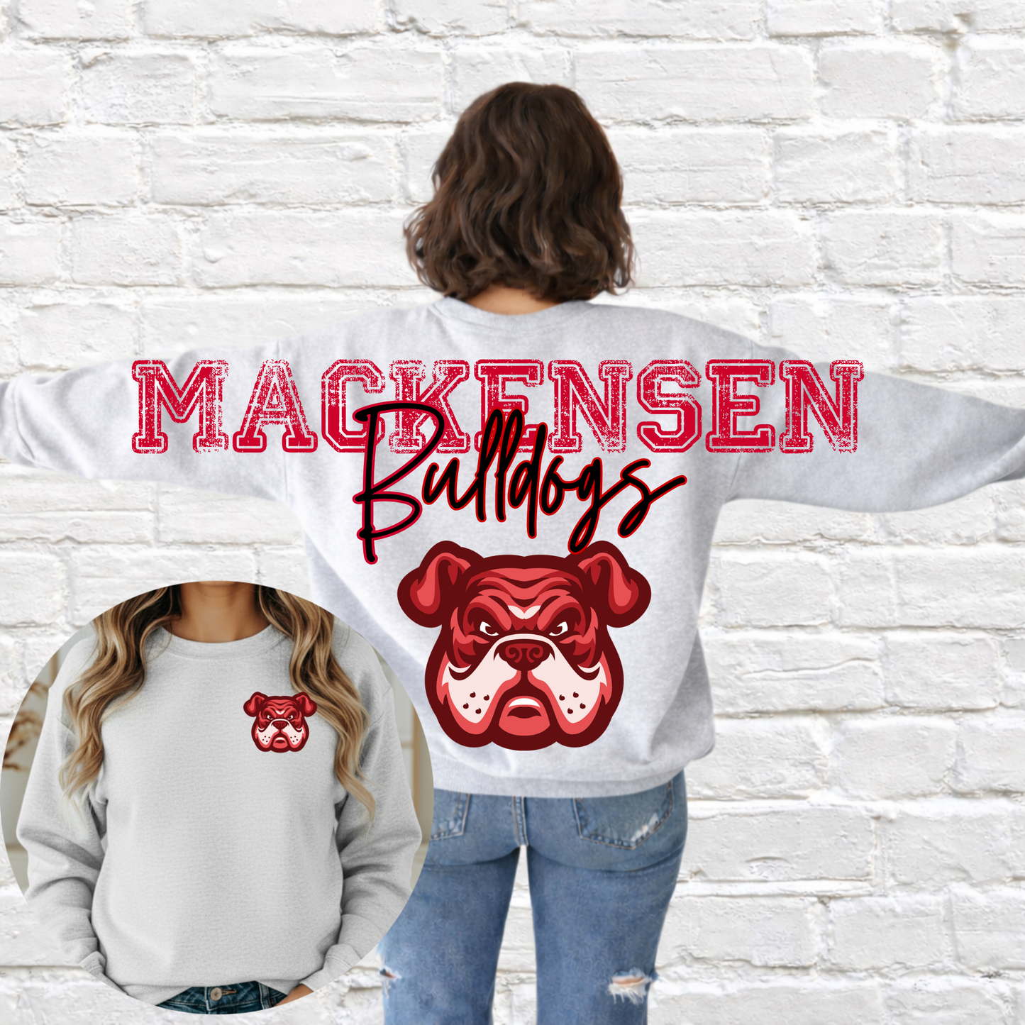 Mackenson Bulldogs - Big Across The Back Crewneck w/Logo on Back