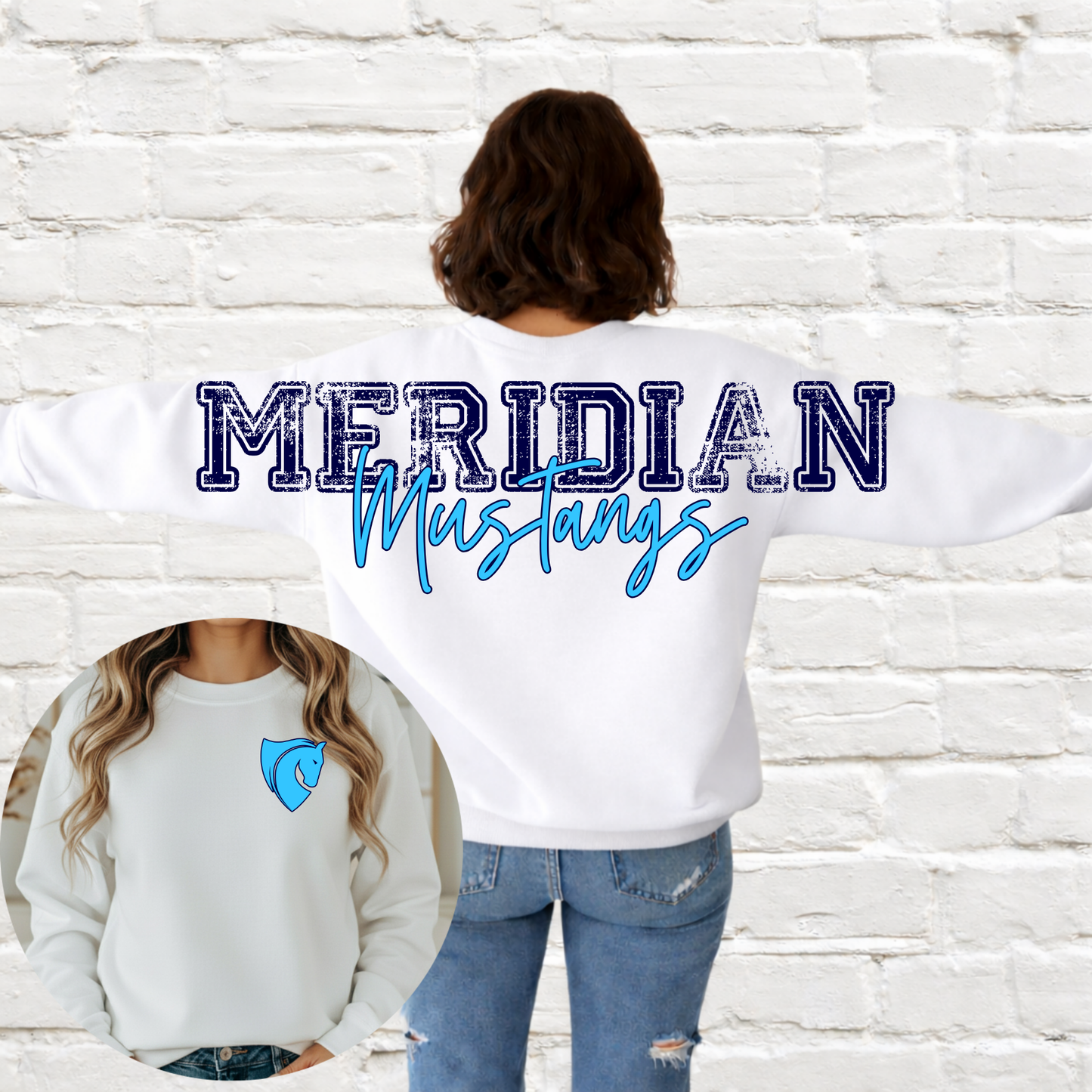 Meridian Mustangs - Big Across The Back Crewneck