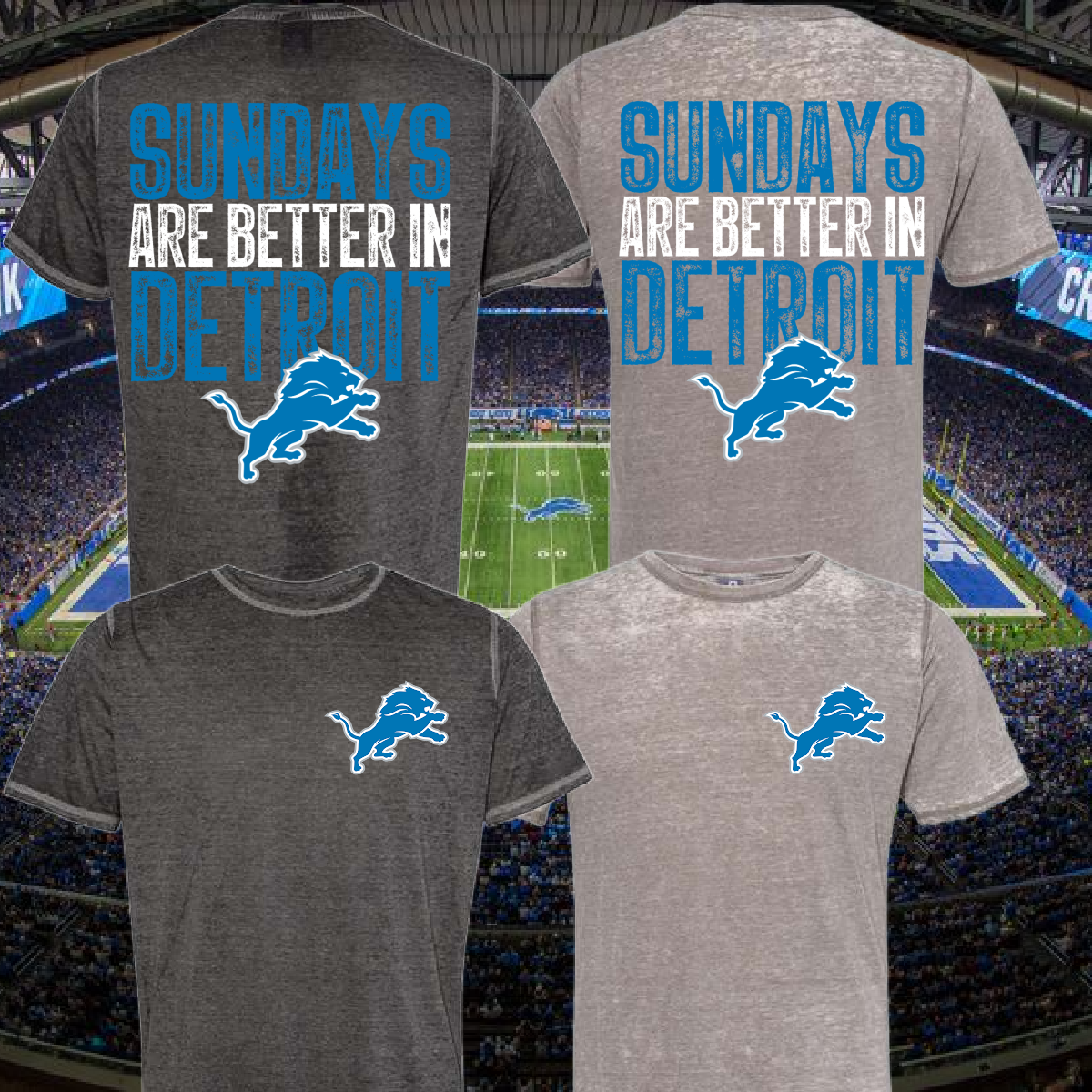 Lions SUNDAYS-BACK DESIGN Acid Washed Tee (Adult) - MADE TO ORDER/TWO WEEKS