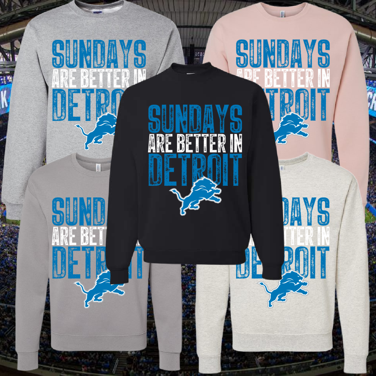 Lions SUNDAYS-FRONT DESIGN Basic Crewneck (Adult) - MADE TO ORDER/TWO WEEKS