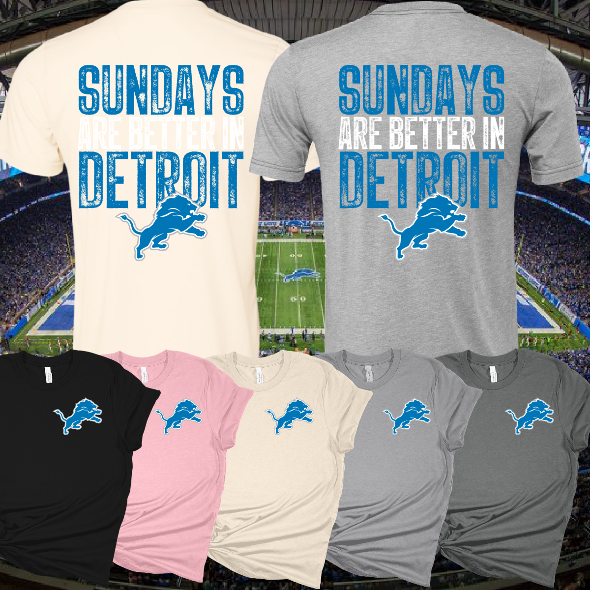 Lions SUNDAYS-BACK DESIGN Tee (Adult) - MADE TO ORDER/TWO WEEKS