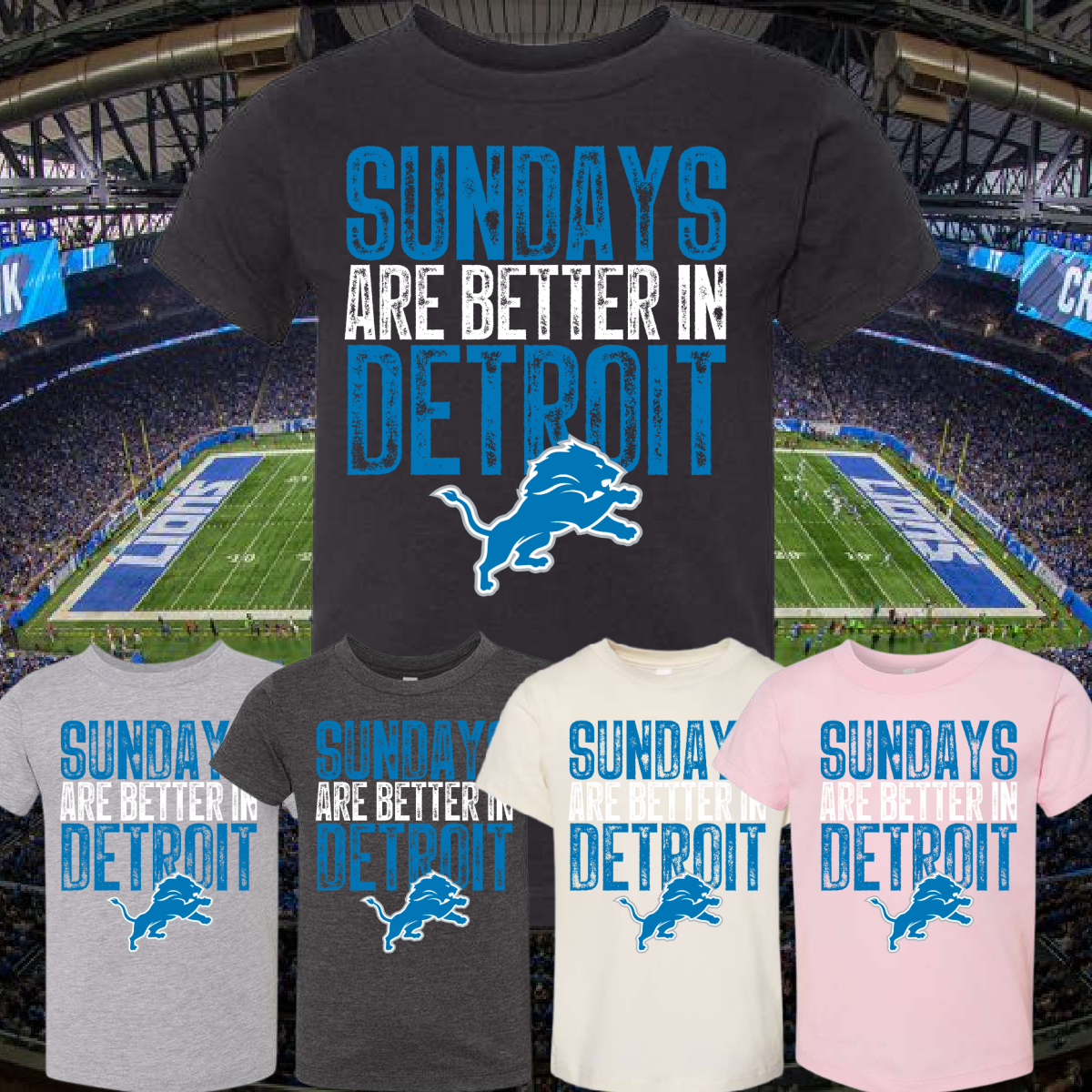 Lions SUNDAYS-FRONT DESIGN Tee (Youth) - MADE TO ORDER/TWO WEEKS