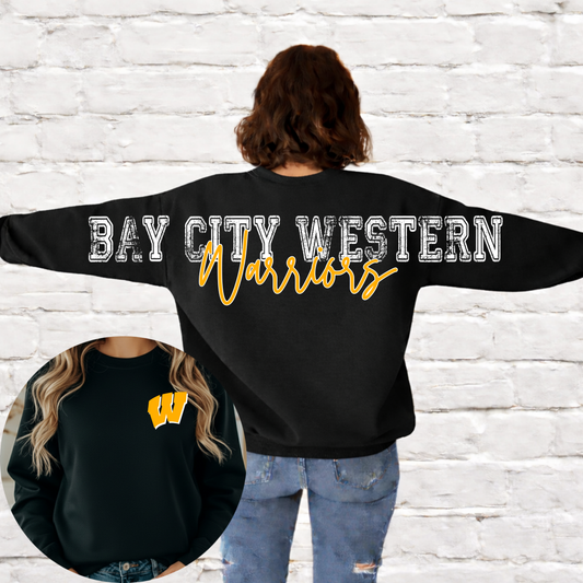 Bay City Western Warriors - Big Across The Back Crewneck (Black)