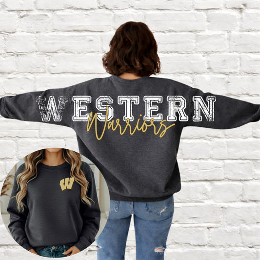 Western Warriors - Big Across The Back Crewneck (Dark Heather Gray)