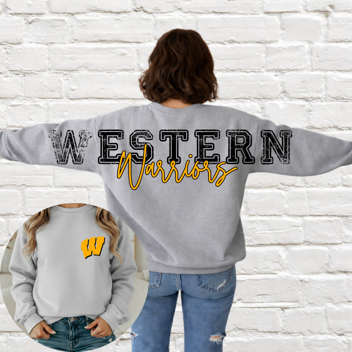 Western Warriors - Big Across The Back Crewneck (Athletic Gray)