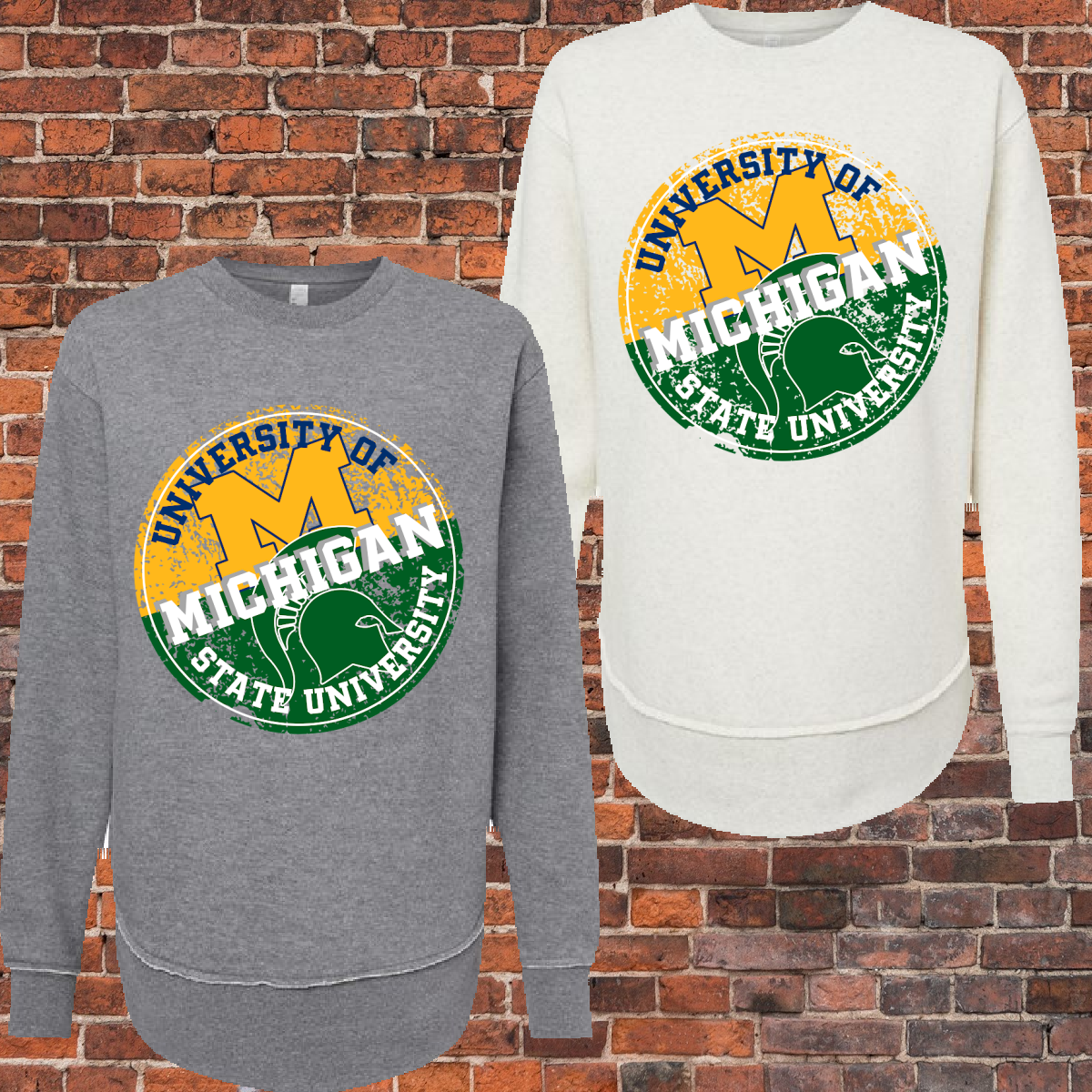 U of M/MSU Divided Weekender Crewneck (Adult) - MADE TO ORDER/TWO WEEKS