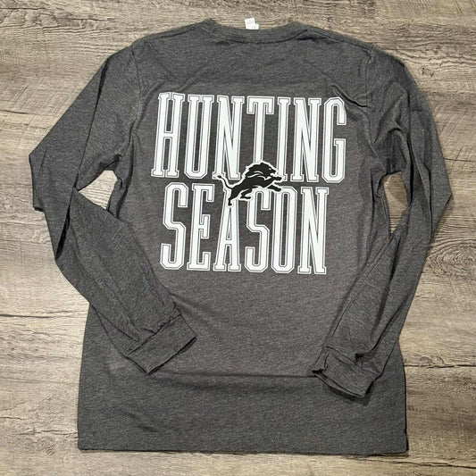 Ready To Ship - Detroit Football Hunting Season Blackout Long Sleeve Bella Tee