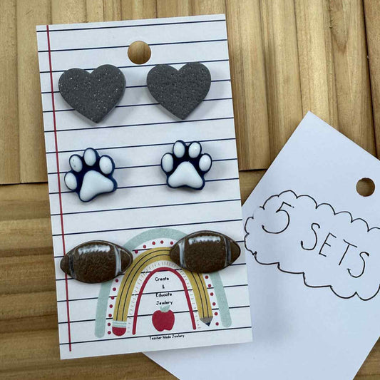 John Glenn Bobcats - Set of 3 Stud Earrings