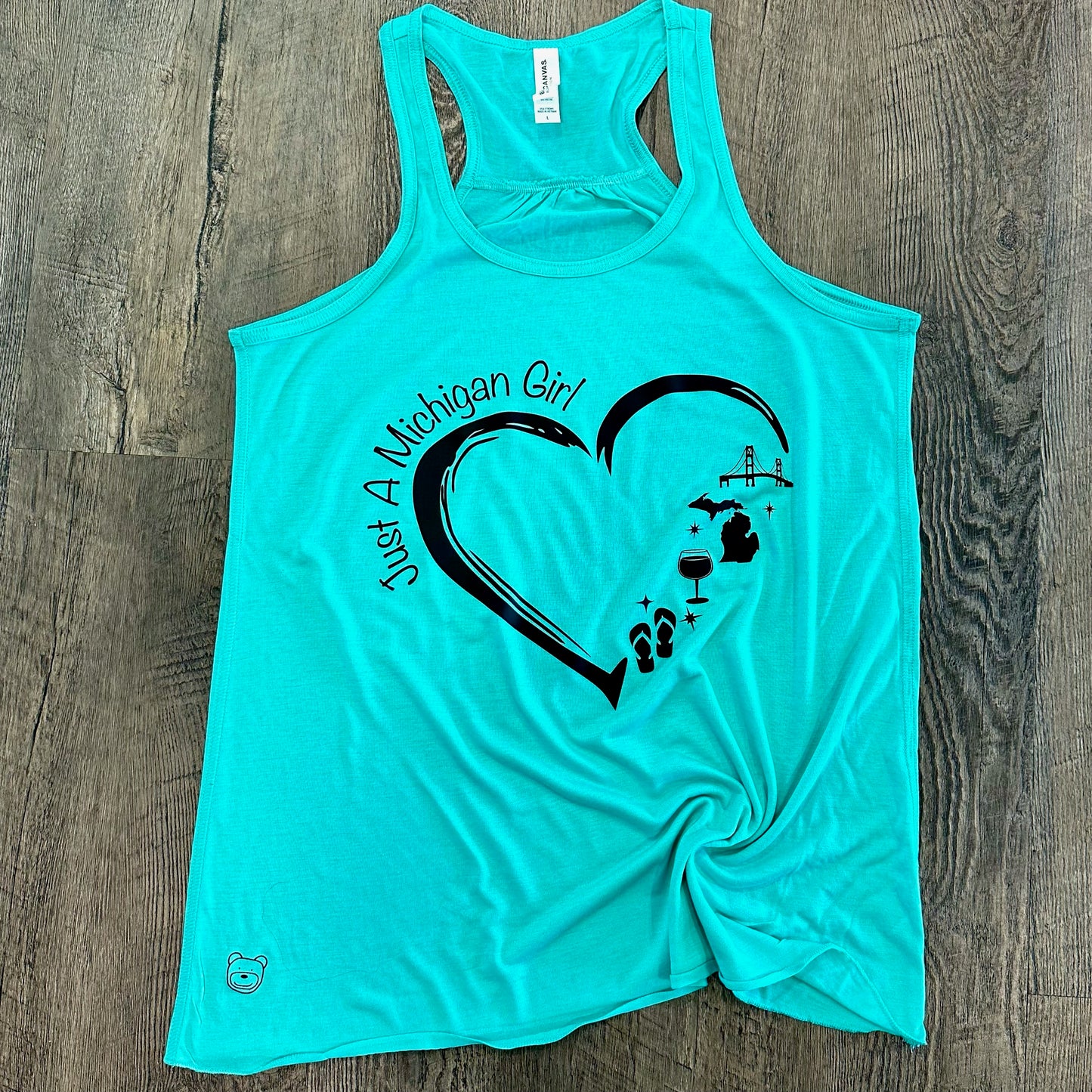 Just A Michigan Girl Racerback Tank (Teal) - Ready To Ship