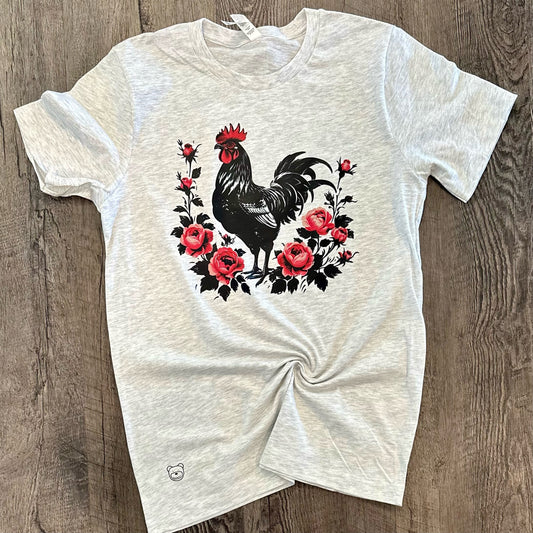 Vintage Floral Chicken Tee - Ready To Ship*