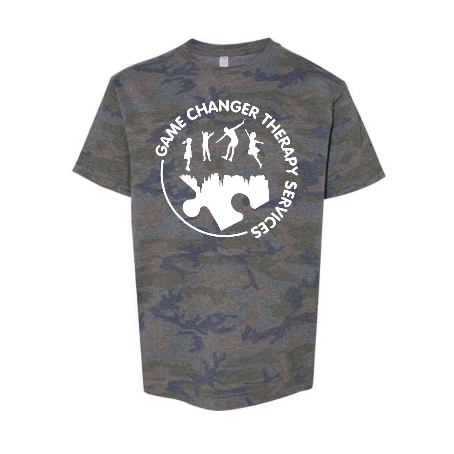 Game Changer Therapy Services Short Sleeve Camo Tee YOUTH SIZES - White Logo