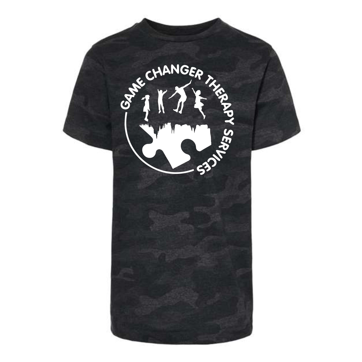 Game Changer Therapy Services Short Sleeve Camo Tee YOUTH SIZES - White Logo