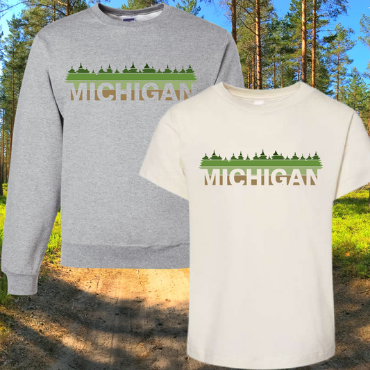 Tee Of The Week - Michigan With Pine Trees (Youth & Adult)