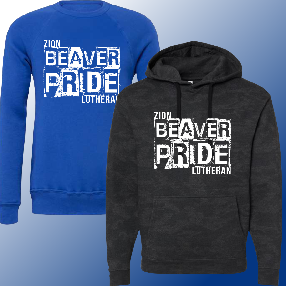 Zion Beavers - Distressed Block Sweatshirt (Youth & Adult Sizes Available)