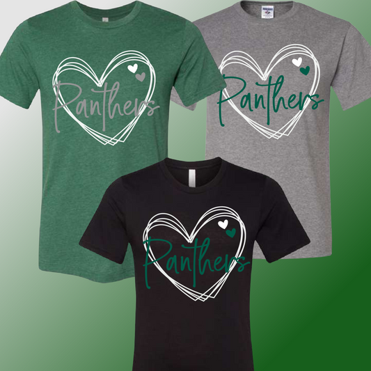 Panthers - Heart Tee (Youth & Adult Sizes Available)