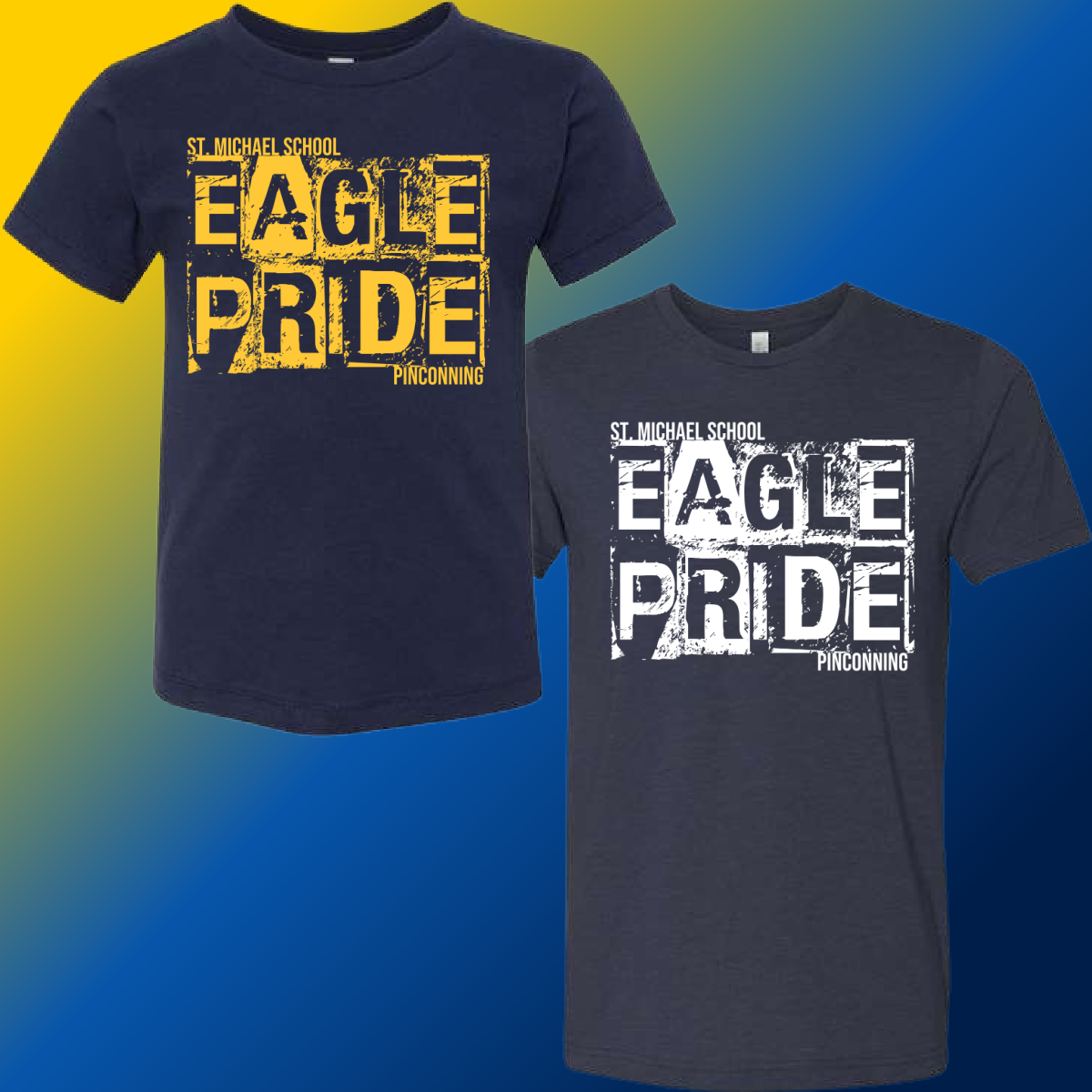 St. Michael Eagles - Navy Distressed Block Tee (Youth & Adult Sizes Available)