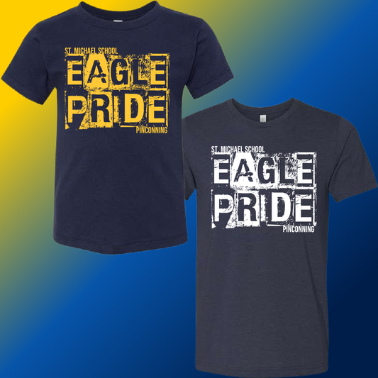 St. Michael Eagles - Navy Distressed Block Tee (Youth & Adult Sizes Available)