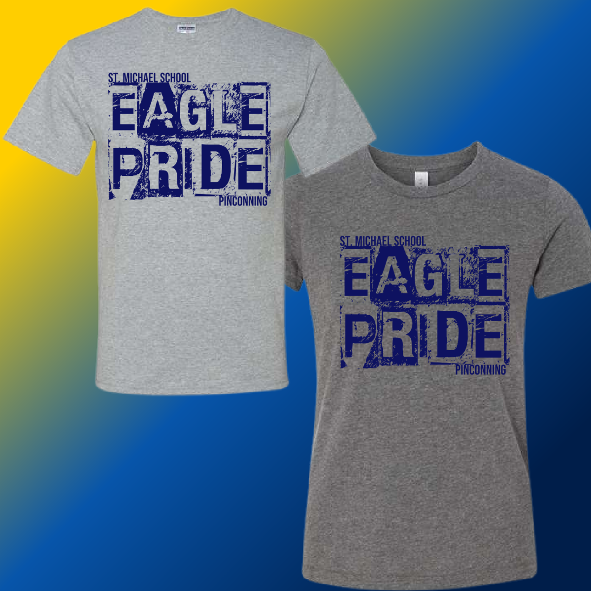 St. Michael Eagles - Gray Distressed Block Tee (Youth & Adult Sizes Available)