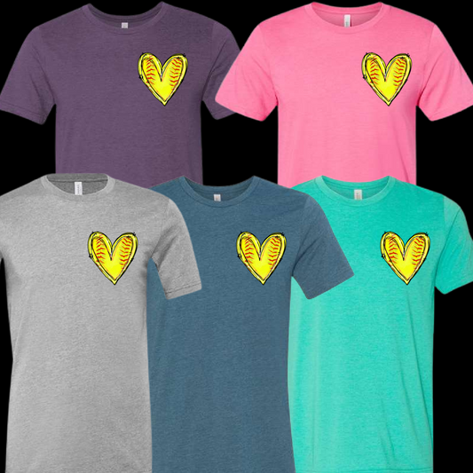 Softball Heart Oversized Pocket Logo - Only $12 with purchase!  (Use Code 12DOLLARDEAL)