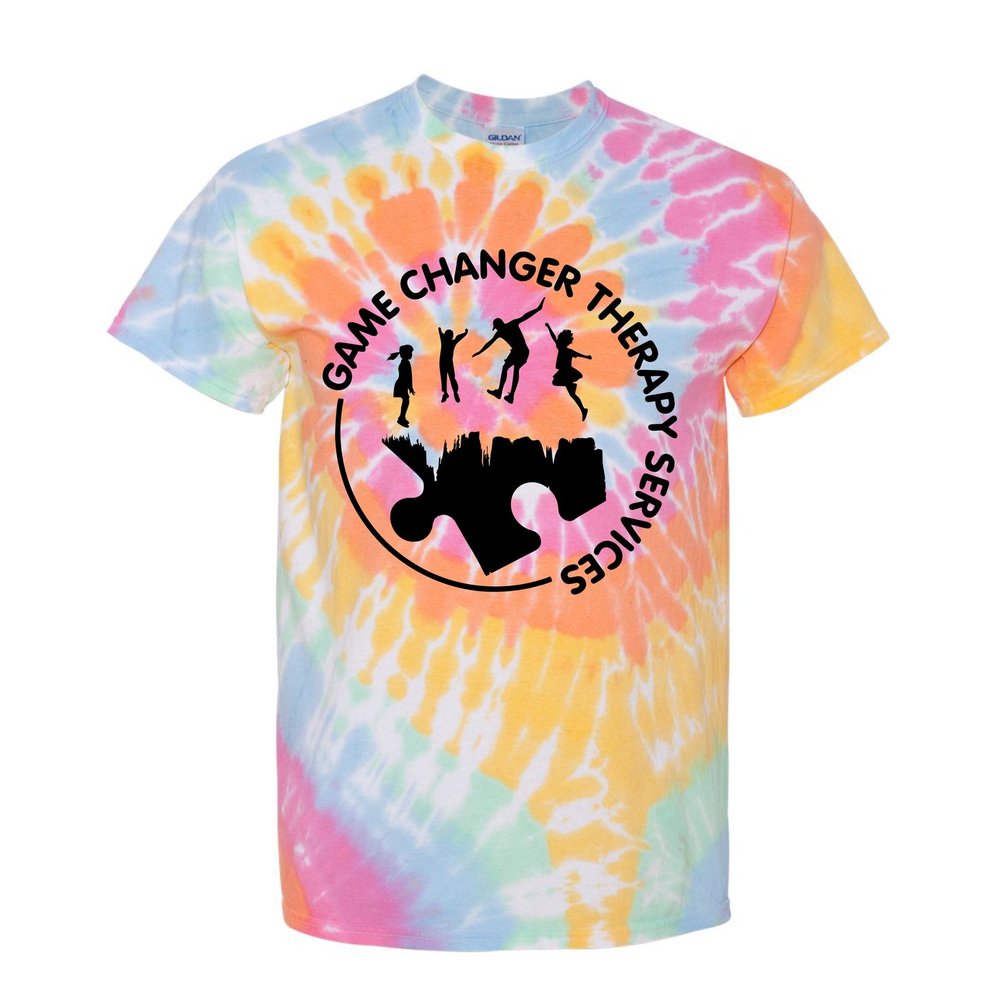 Game Changer Therapy Services Aerial Spiral Tie Dye Tee - Black Logo