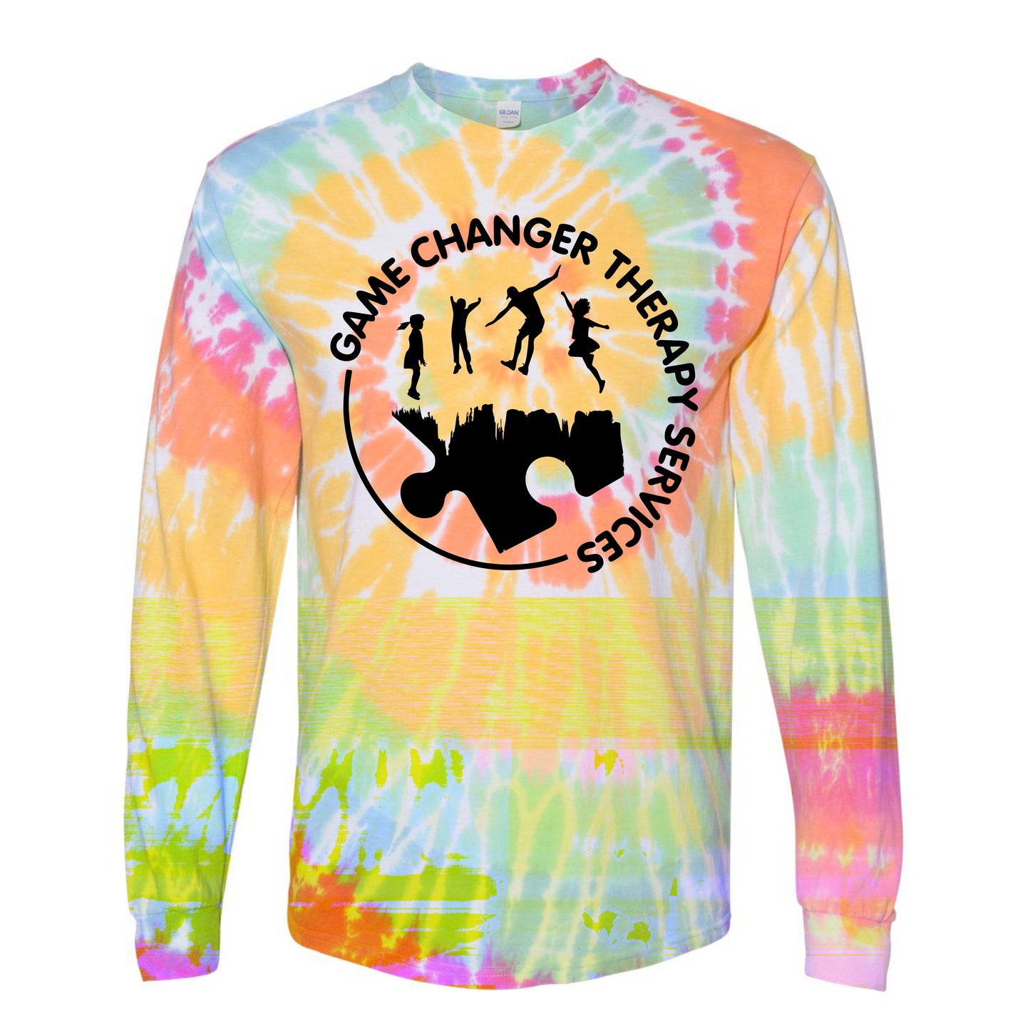 Game Changer Therapy Services Aerial Spiral Tie Dye Tee - Black Logo