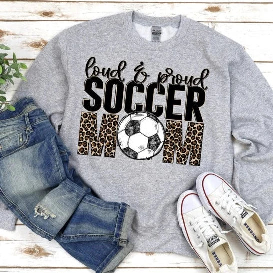 Loud & Proud Soccer Mom (Leopard) - MADE TO ORDER/TWO WEEKS