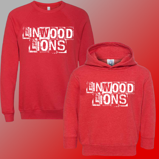 Linwood Lions - Distressed Block Sweatshirt (Youth & Adult Sizes Available)