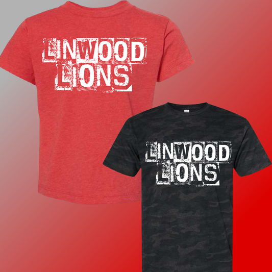 Linwood Lions - Distressed Block Tee (Youth & Adult Sizes Available)