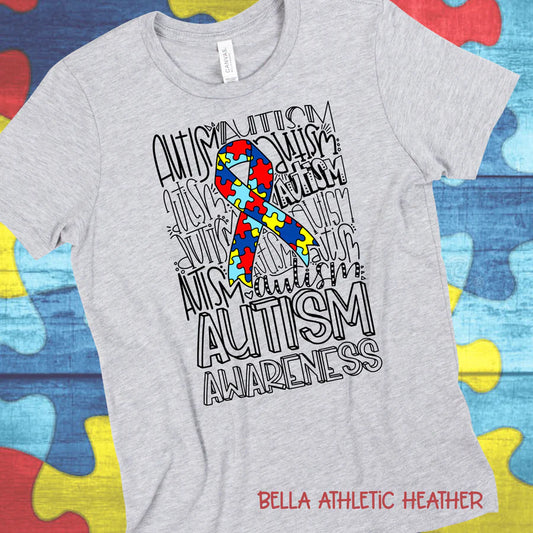 Autism Awareness Typography (Adult) -  PREORDER - WILL SHIP BY 3/18