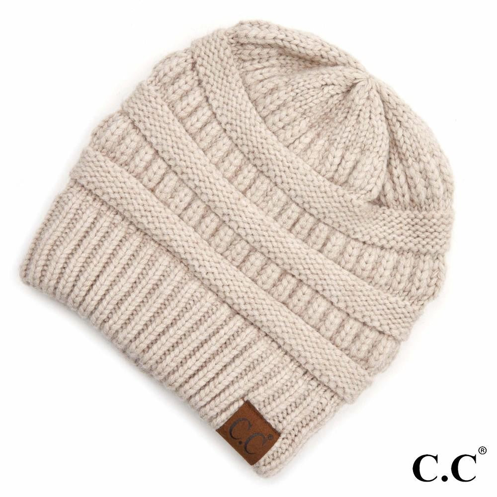 C.C Knit Beanie Hat - Beige
